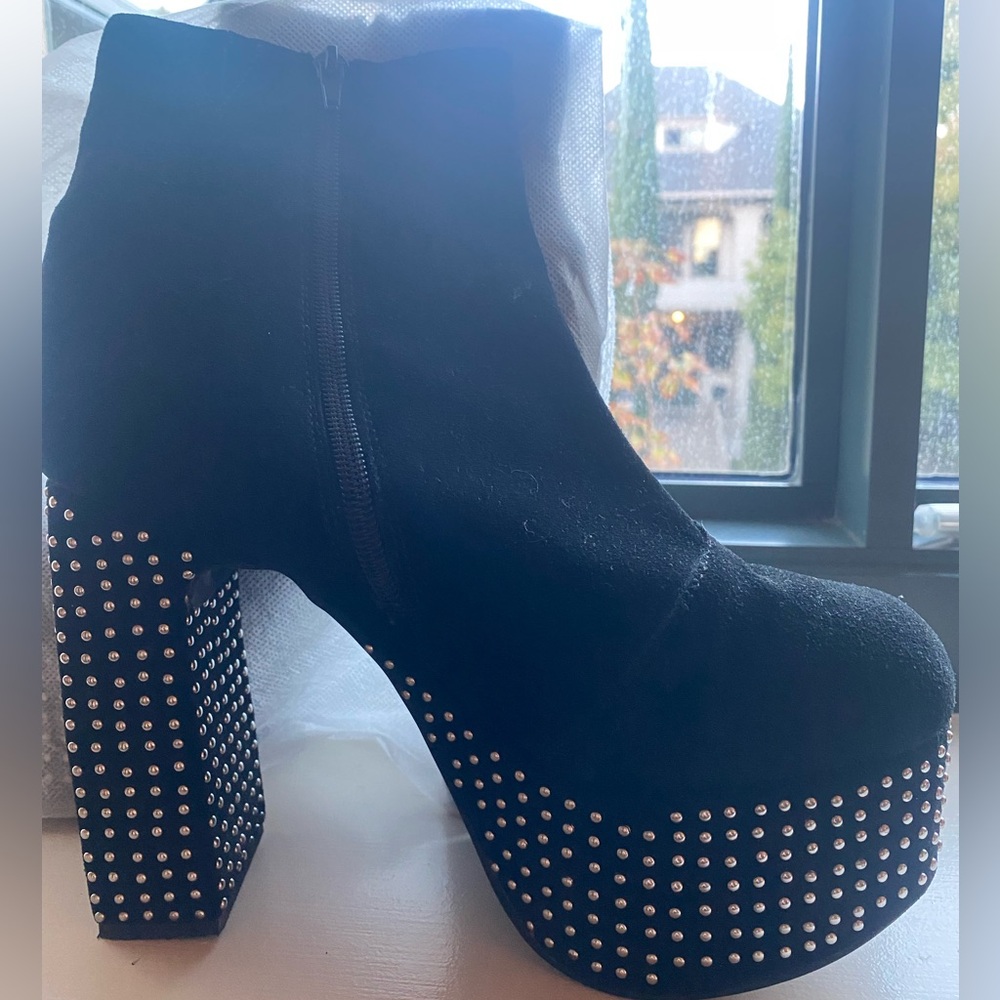 New Jeffrey Campbell Lauritas - Black suede & silver studded platforms